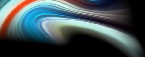 Abstract wave lines fluid rainbow style color stripes on black background. Artistic illustration for presentation, app wallpaper, banner or poster