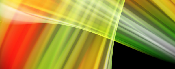 Fluid liquid color wave lines, glowing colorful light effect, abstract composition template. Geometric technology abstract pattern. Movement concept