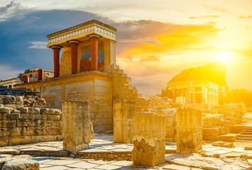 Ruins of Knossos palace under sunbeams