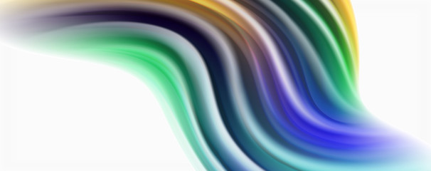 Modern Liquid color flow on white - colorful flow poster. Techno Wave Liquid shape in white color background. Design for your design project