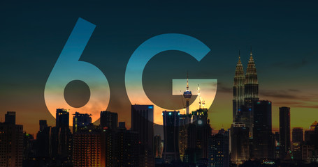 6G text on Kuala Lumpur Malaysia background.
