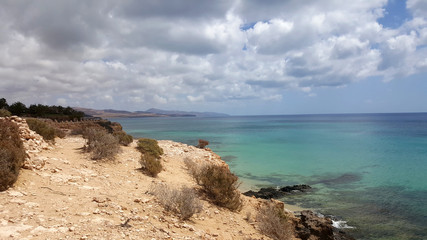 Beautiful rocky coast and ocean view. Costa Calma, Fuerteventura, Canary Islands, Spain