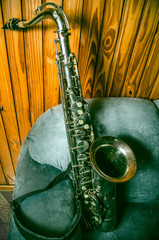 Old saxophone instrument vintage style