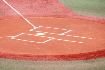 野球場のダートサークル 本塁 ホームベース バッターボックス