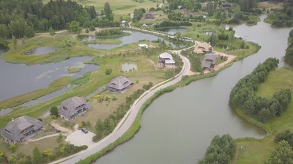 Amatciems lake Aerial drone top view 4K UHD video Latvia 