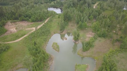 Amatciems lake Aerial drone top view 4K UHD video Latvia 