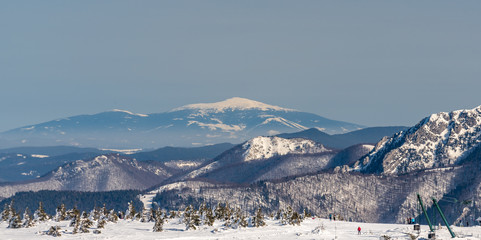 view to Babia hora from Martinske hole in winter Mala Fatra mountains in Slovakia