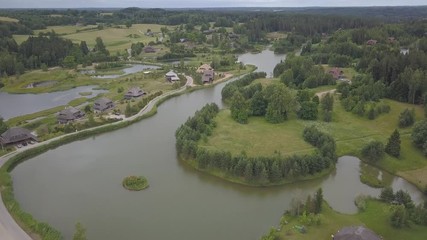 Amatciems lake Aerial drone top view 4K UHD video Latvia 