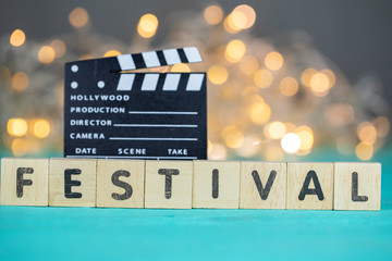 Movie festival, vintage clapboard