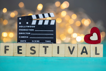 Movie festival, vintage clapboard