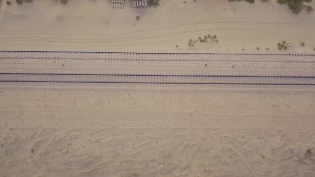 Rail road tracks in the desert aerial footage (4K)