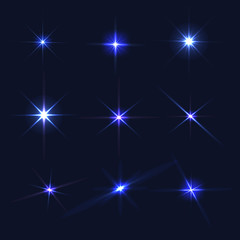 Abstract image of lighting flare.abstract blue background with stars
