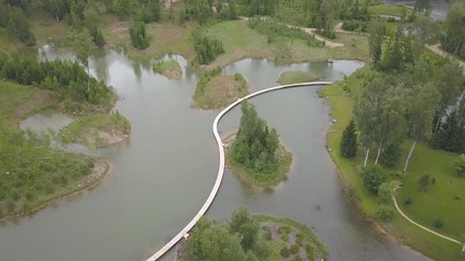 Amatciems lake Aerial drone top view 4K UHD video Latvia 