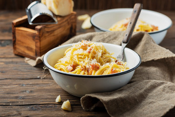 Traditional italia spaghetti carbonara