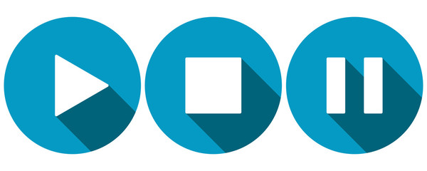 Symbols for play, stop and pause