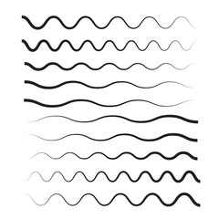 Waves outline icon. Wave thin line symbol. set of zigzag and wave borders