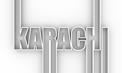Karachi city name in geometry style design. Creative vintage typography poster concept. 3D rendering