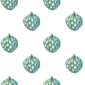 Tropical seamless pattern with vintage tropical fruit. Hand painted in watercolor. Perfect for design, patterns, greeting cards, posters, website, DIY and other projects.