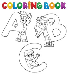 Coloring book children with letters ABC