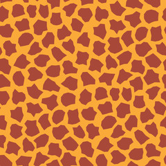 Abstract seamless pattern of orange spots, dots, giraffe skin.