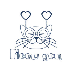 Obraz premium Valentine's Day Cat in carnival glasses with heart