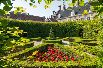 Hidden renaissance style park 'Prinsentuin' in the inner city of Groningen, the Netherlands.