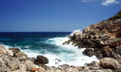 Landscapes of Ibiza.The northern coast of the island is constantly destroyed by the waves.