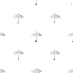 Seamless pattern with white umbrella icon on white background. Vector illustration for design, web, wrapping paper, fabric, wallpaper.