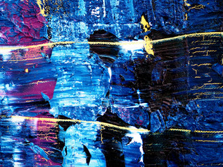 blue dark oil paint abstract background.