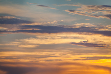 Orange sunset sky Dramatic golden at the sunrise