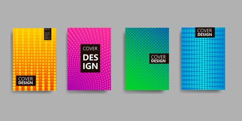 Minimal colorful covers design. Geometric halftone  patterns. Vector illustration Eps 10