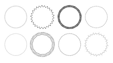 Vector set of hand drawn beautiful round floral frames in black color isolated on white background. Romantic decoration elements for wedding invitations, gift cards, banners. Cute botanical wreaths.