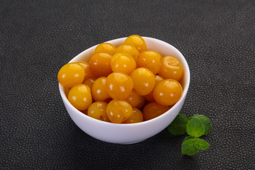 Yellow ripe cherry dessert
