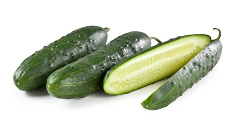 fresh cucumbers isolated on white background