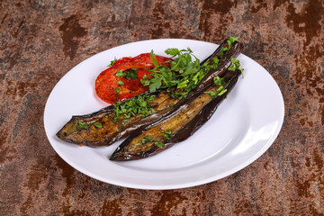 Grilled eggplant with bell pepper