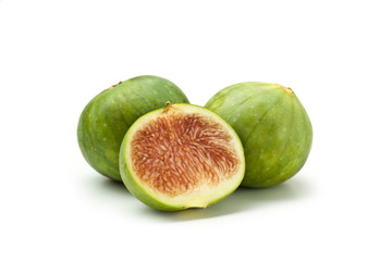 Green Fig – Cut Open – Isolated on White Background