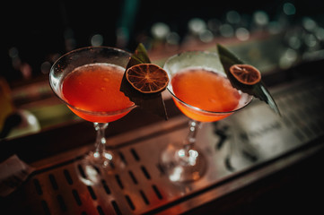 red coctail with decor. orange
