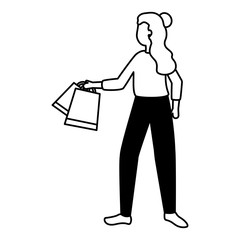 woman with shopping bags market