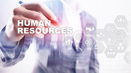 Human Resources HR management concept. Human resources pool, customer care and employees.