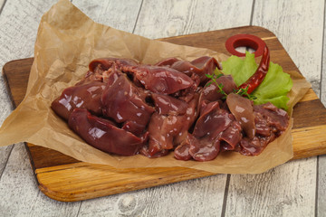 Raw chicken liver ready for cooking