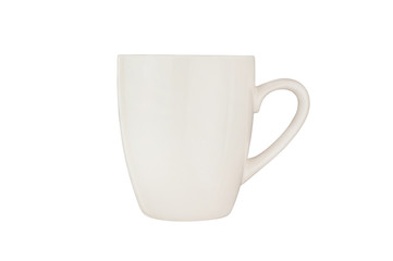 Single ceramic cup for drinks or other liquid products isolated on white background