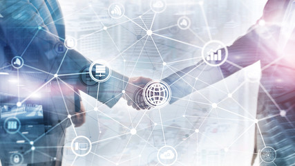 ICT - information and telecommunication technology and IOT - internet of things concepts. Diagrams...