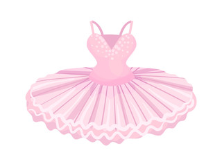Pink dress ballerina. Vector illustration on white background.