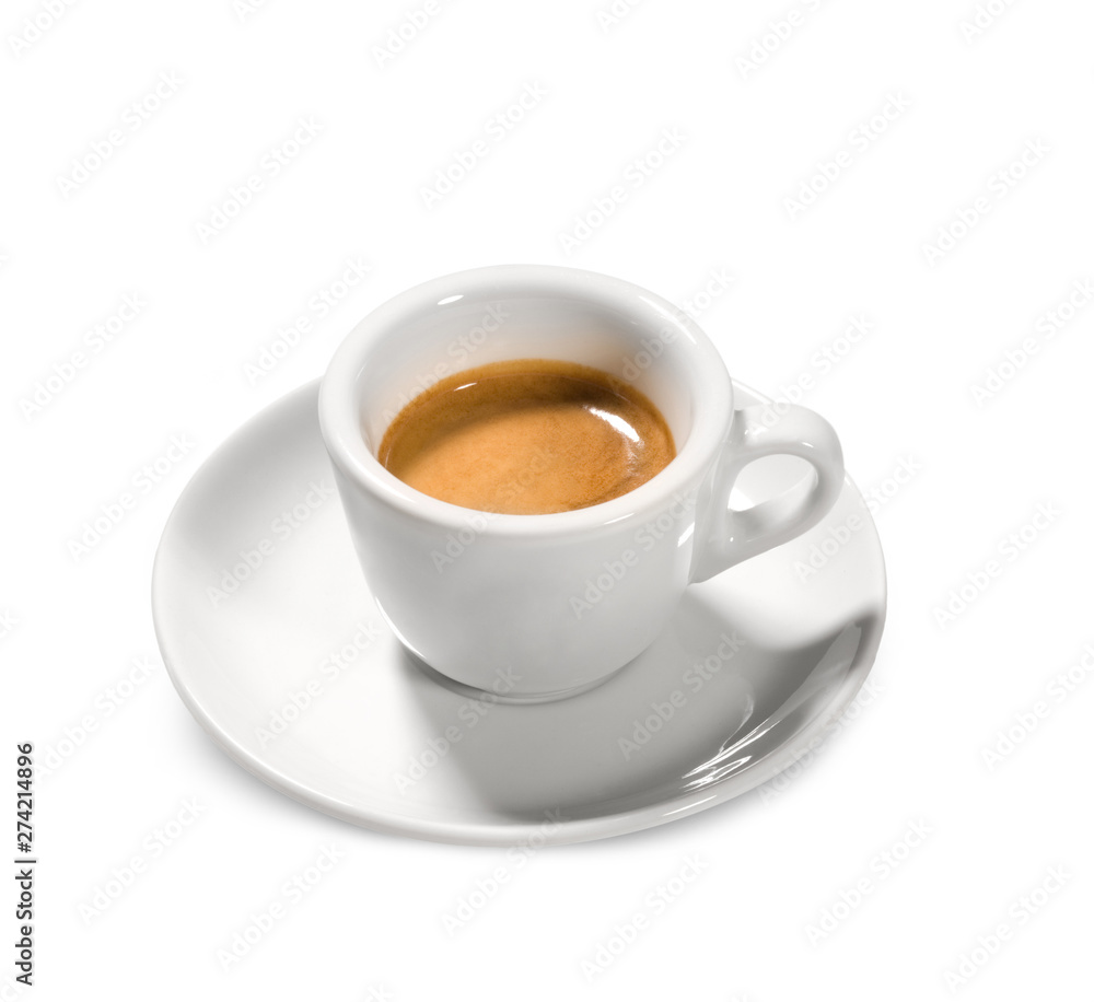 Wall mural espresso coffee, isolated on white background – original traditional italian coffee, classic white m