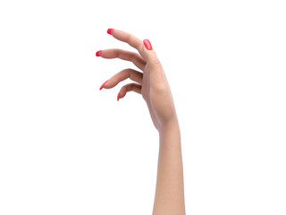 female hand in a static pose holding a sheet or card d render on white