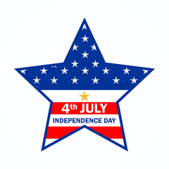 American Flag 4th july illustration. İsolated on white background. Star icon