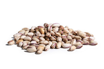 pistachio Bronte Siciliano isolated on white background pile of pistachio nuts isolated on white background