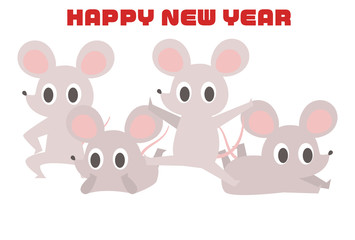 シンプルでかわいいネズミの年賀状イラスト