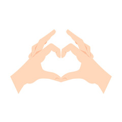 Vector Heart Gesture Hands Isolated on White Background, Human Hands Make Love Symbol.