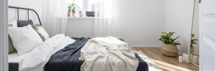 Minimalist bedroom in white